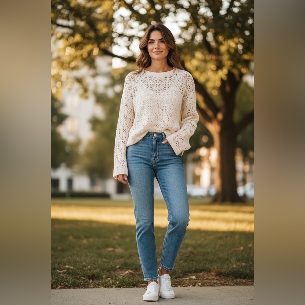 Target Universal Threads Cream Open Knit Sweater NWT Boho Lightweight Pullover